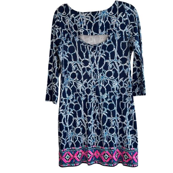 Lilly Pulitzer Hollee High Tide Lucky Bamboo Dress Sz Medium - Picture 3 of 10